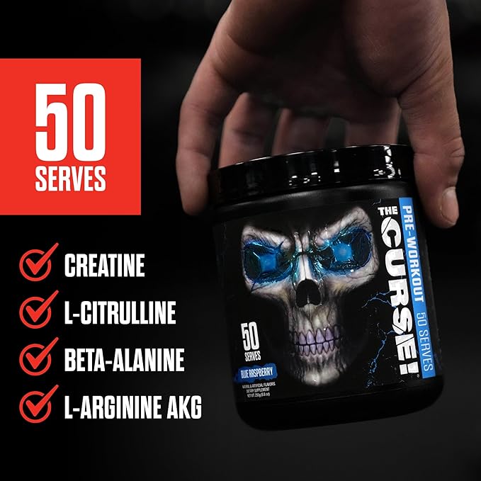 JNX SPORTS The Curse! Pre Workout Powder - Peach Rings 50 Servings | Preworkout: Boost Strength, Energy + Focus for Men & Women | Caffeine, Beta-Alanine, Creatine & L-Citrulline