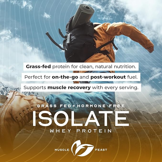 Muscle Feast Grass-Fed Whey Protein Isolate, All Natural Hormone Free Pasture Raised, Chocolate, 5lb