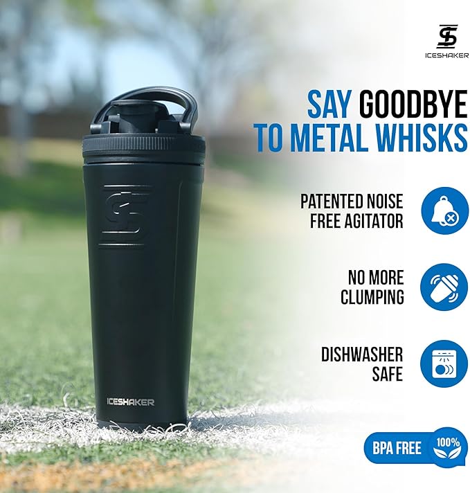 Ice Shaker Insulated Stainless Steel Shaker Bottle | 26oz, Wisteria | Cold for 30+ Hours | Insulated Cup with Twist-on Agitator | Odor-Free Shaker Cup for Protein Shakes, Water, Smoothies, Cocktails