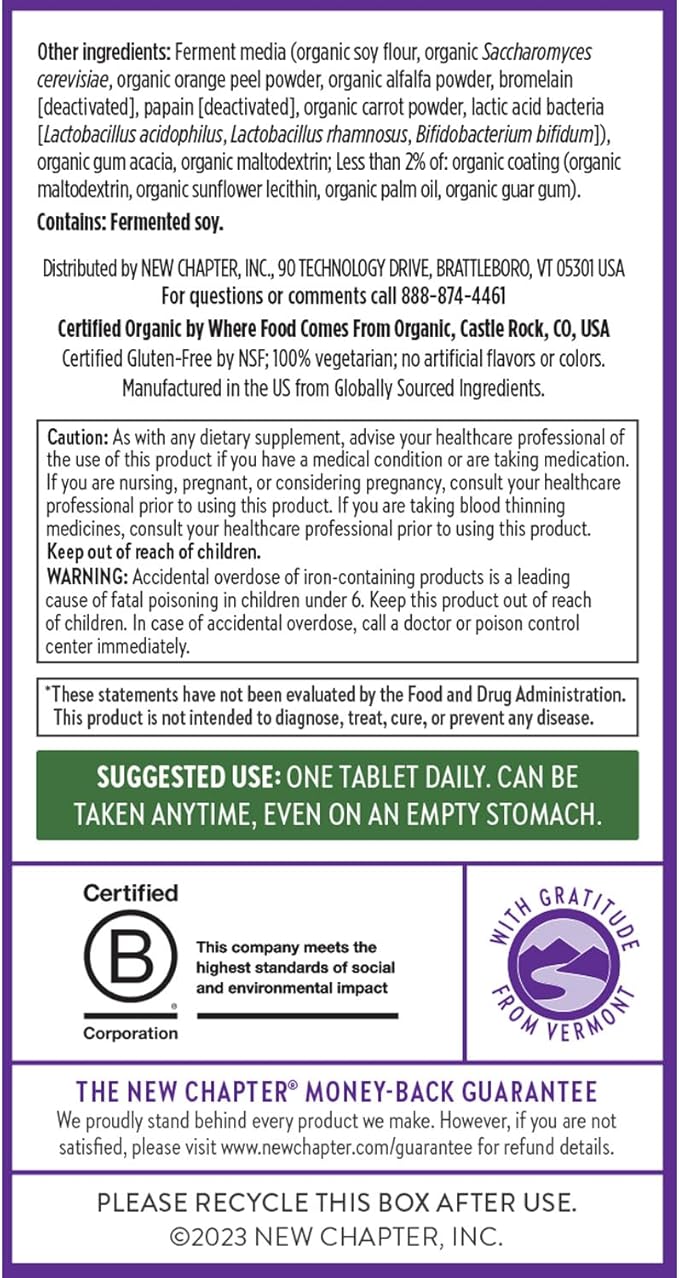 New Chapter Women's Multivitamin for Immune, Beauty + Energy Support with 20+ Nutrients -- Every Woman's One Daily, Gentle on the Stomach, 96 Count