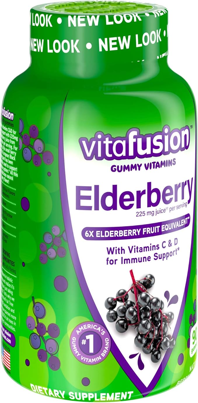 Vitafusion Elderberry Gummy Vitamins, 90ct Elderberry Gummy Vitamins, Chewables, 90 Count
