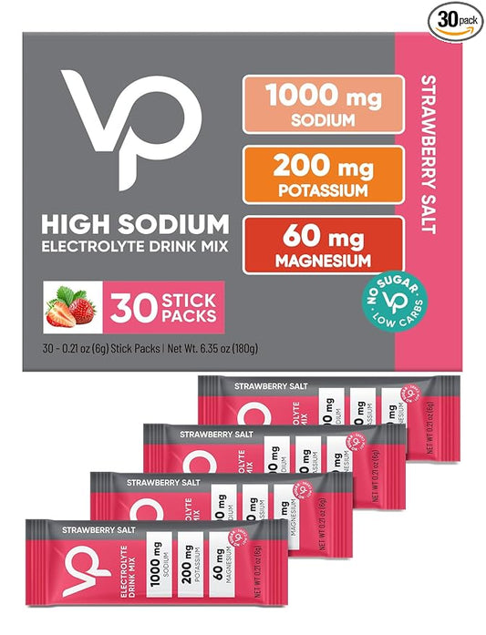 Venture Pal High Sodium Sugar Free Electrolytes Powder Packet - Hydration Packets with Sodium, Potassium & Magneisum | Zero Calories | Vegan | Keto & Paleo Friendly Electrolyte Drink Mix | 30 Stick