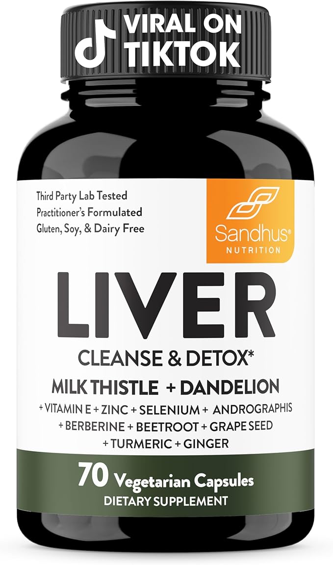 Sandhu's Liver Renew Support, Repair & Support |70 Capsules| 1 Month+ Supply (Pack of 1)| Herbal Supplement for Liver Health| Milk Thistle Dandelion Root with 9 Minerals