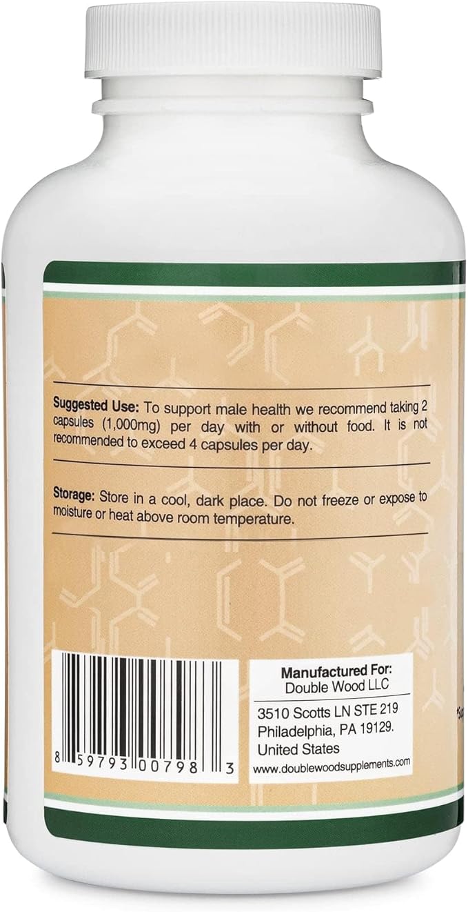 Tribulus Terrestris for Men (Purest 95% Saponin Content) 210 Capsules, 1,000mg Concentrated Fruit Extract (Third Party Tested, Vegan Safe, Non-GMO) for Stamina and Energy by Double Wood