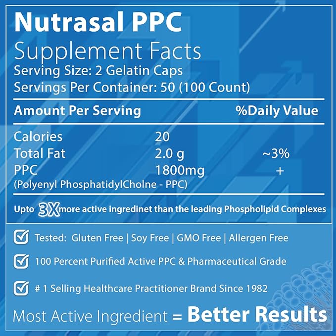 PhosChol PPC Polyenyl PhosphatidylCholine Choline Supplement 900mg 100 Gelatin Capsules