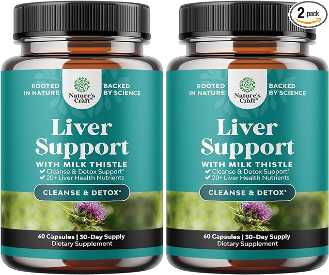 Liver Cleanse Detox & Repair Formula - Herbal Liver Support Supplement with Milk Thistle Turmeric Dandelion Root & Artichoke Extract for Liver Health - Silymarin Milk Thistle Liver Detox Capsules 2pk