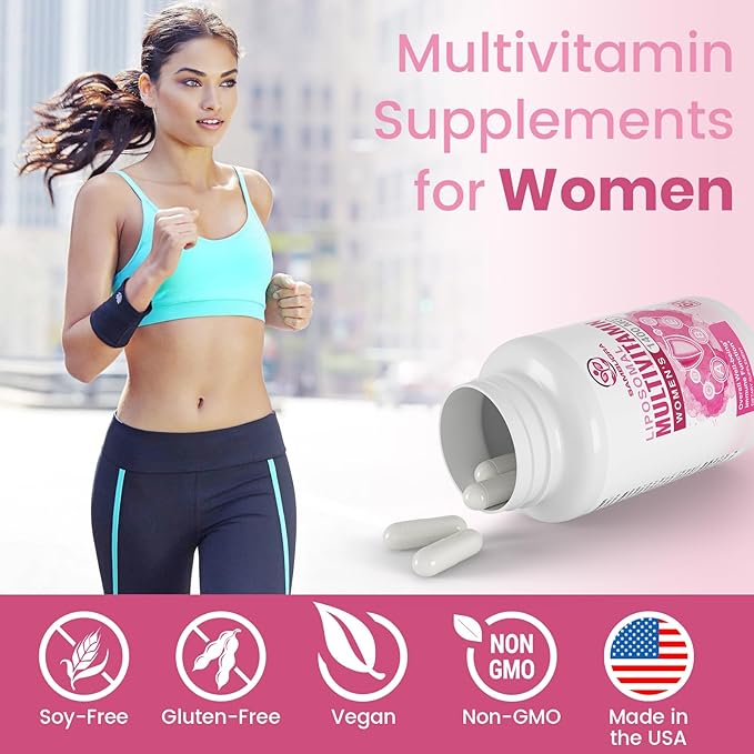 Liposomal Multivitamin for Women 1400MG - Womens Daily Multi Vitamins Supplements with Iron, Vitamin A, C, D, E and B Complex for Immune Health, Hair & Skin Support for Women 18+，600 Vegan Capsules