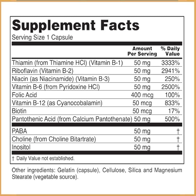 B-50 Vitamin B Complex, 100 Veg Capsules