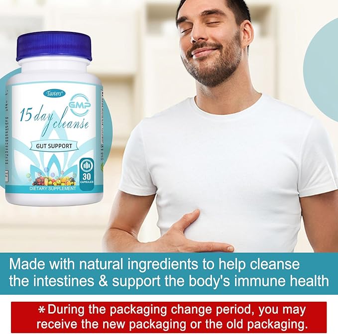 15 Day Cleanse Gut Support 2 Pack | Colon Broom, Detox Supplement with Senna, Cascara Sagrada & Psyllium Husk, for Men and Women | Total 60 Capsules