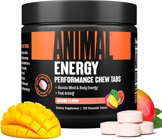 Animal Energy Chews, Fast Acting Energy with Caffeine, Nootropics and Sea Salt for Focus and Pre Workout - Convenient and Delicious Chews Format - Mango