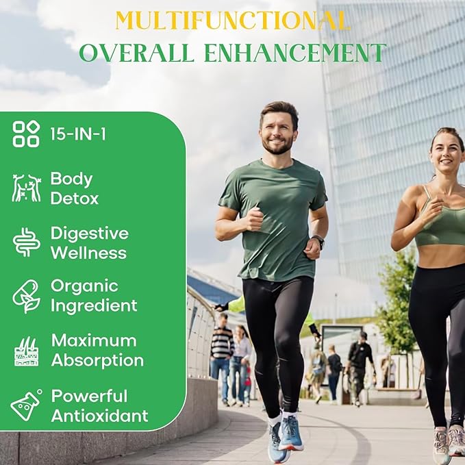 15-in-1 Detox Binder, Activated Charcoal, Zeolite & Bentonite Clay, Chlorella, 1500 MG Supplement Maximum Absorbent, Liver Gut Digestive Toxin Detox Cleanse, 90 Vegan Capsules