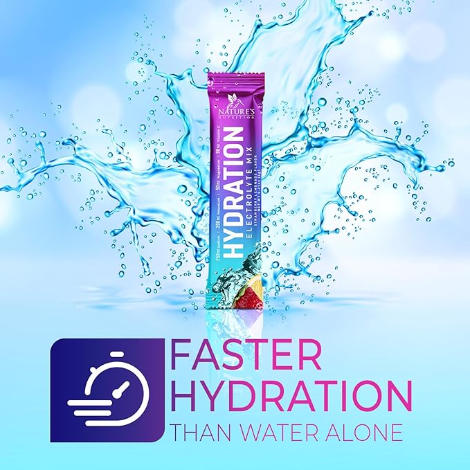 Electrolytes Powder Hydration Packets | Sugar Free Recovery Electrolyte Drink Mix Powder Replenisher in Convenient On the Go Hydration Packets | Non-GMO, Vegan, Keto, Strawberry Lemonade - 32 Servings