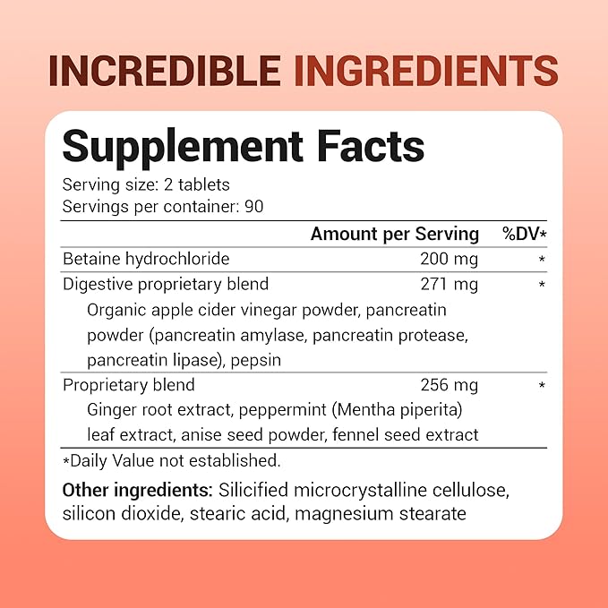 Dr. Berg Advanced Digestive Enzymes with Apple Cider Vinegar - Includes Digestive Health Ingredients Like Betaine Hydrochloride (HCI), Ginger Root & Peppermint Leaf - 180 Tablets