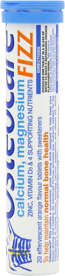 Vitabiotics Osteocare Fizz - Effervescent Tablets with Calcium, Magnesium, and Zinc | Bone Health and Immunity Multivitamin Supplement for Men and Women - 20 Tablets