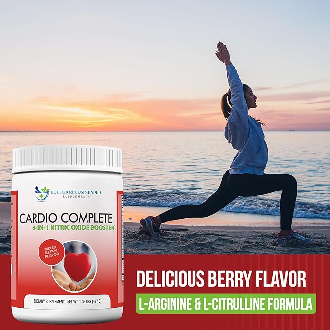 Cardio Complete - Heart Health Support Powder Supplement - 3-in-1 Nitric Oxide Booster with 5,000 L-Arginine, 1,000mg L-Citrulline, and Hawthorn Berry