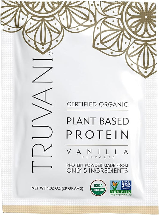 Truvani Vegan Pea Protein Powder | Vanilla | 20g Organic Plant Based Protein | 1 Serving | Keto | Gluten & Dairy Free | Low Carb | No Added Sugar