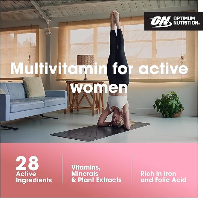 Optimum Nutrition Opti-Women Daily Multivitamin for Women, Immune Support Supplement With Iron, 30 Day Supply, 60 Count, (Packaging May Vary)