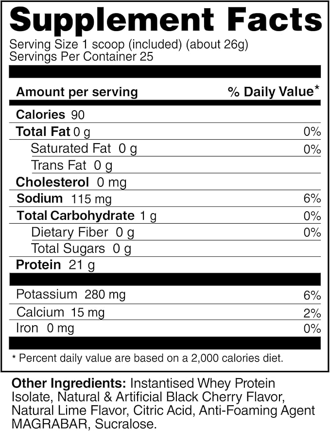 Protein Refresher (25 Servings) - Revolutionary Juice-Type Whey Protein Powder for Fitness, Bodybuilding, Gym, or for Bigger Protein Intake (25 Scoops, Cherry Lime)