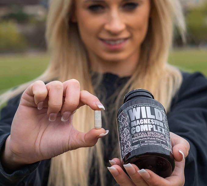 Wild Foods Magnesium Complex Supplement with 7X Forms, 90 Capsules | High Absorption, Full Spectrum, Easy Digestion | 500mg Glycinate, Bisglycinate, Malate, Orotate, Citrate, Taurate