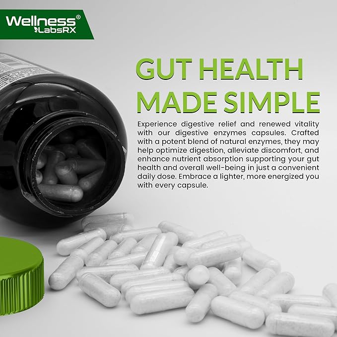 Digestive Enzymes with Probiotics and Prebiotics - 450mg - 5 Billion CFUs - Pure Super Enzymes for Digestion Capsules - Digestive Enzymes for Women & Men Support Digestive & Gut Health - 120 Count