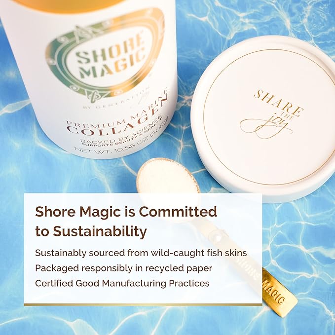 Premium Marine Collagen Powder with Type I II III and IV Hydrolyzed Peptides for Women and Men Sourced from Wild Fish, Certified Halal and Kosher Unflavored - 30 Day Supply, 300g Canister