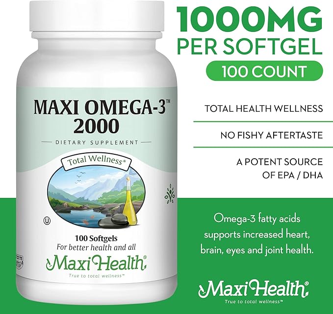 Omega 3 Fish Oil - Triple Strength 2000 mg Kosher Fish Oil Supplements - No Fishy Aftertaste Omega 3 Supplement - Burpless Fish Oil Omega 3 Fatty Acid Supplement with EPA and DHA (100 Softgels)