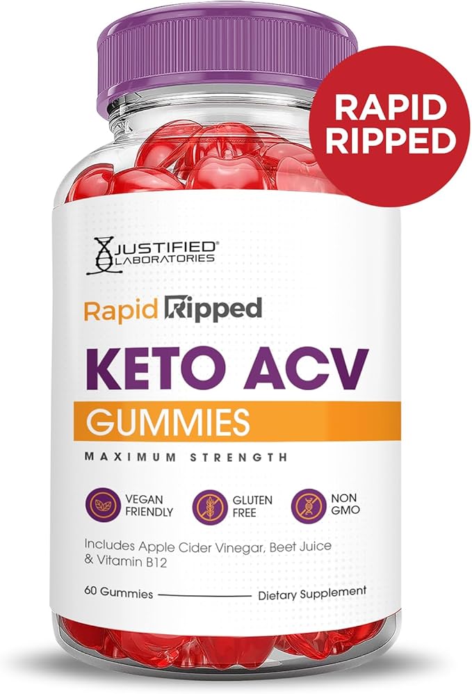 (3 Pack) Rapid Ripped Keto ACV Gummies Advanced Formula 1000MG Rapidripped Keto Gummies Apple Cider Vinegar Formulated with Pomegranate Beet Juice Powder B12 Vegan Non GMO 180 Gummys