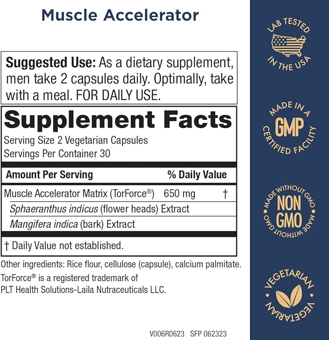 Purity Products Muscle Accelerator 650 mg Patented & Clinically Tested Muscle Accelerator Blend of Ayurvedic Herbal Extracts Promotes Strength, Endurance + Muscle Growth - 60 Veg Caps (2)