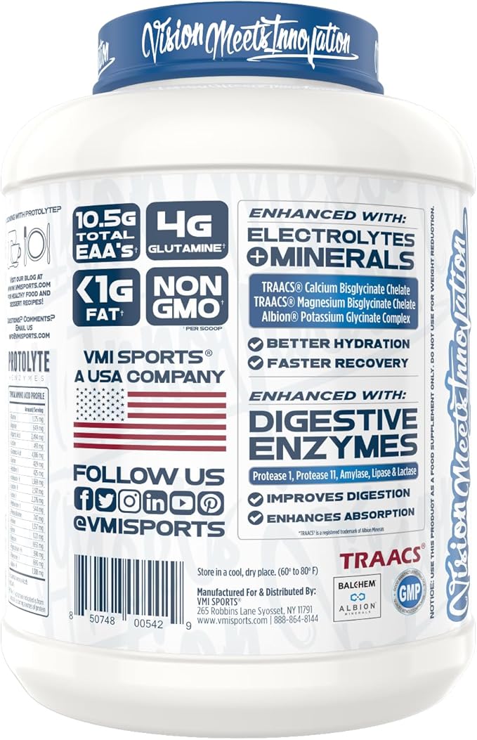 VMI Sports | ProtoLyte Whey Isolate Protein Powder | Low Calorie Whey Protein Powder for Weight Loss | Protein Powder for Muscle Gain | Digestive Enzymes | Non-GMO (Chocolate Fudge Cookie, 4.6 Pounds)