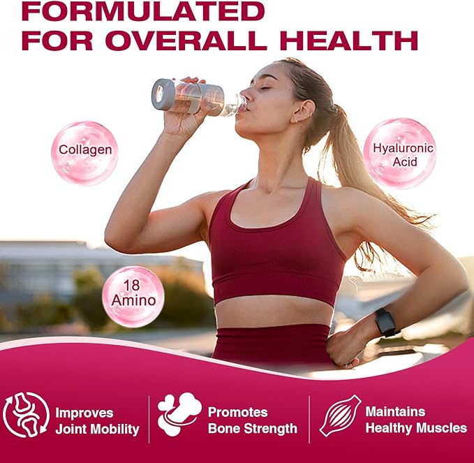 Multi Collagen Powder with 5 Billion CFUs - Hydrolyzed Collagen Peptides with Multivitamins, Hyaluronic Acid & Biotin - Support Skin Hair Nail Joints & Gut