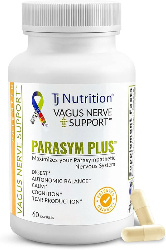 Parasym Plus Vagus Nerve Support, Patented Digestive Nutritional Supplements, Energy Booster for Men and Women, Memory Supplement for Brain, Gentle Immune System Support, 60 Capsules - TJ Nutrition