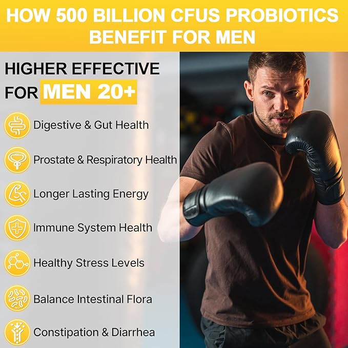 Probiotics for Men, 500 Billion CFU 12 Strains Mens Probiotic with Turmeric Cranberry & Goji, Gut Health for Men, Probiotics for Men Digestive Health, Bloating, Immune & Overall Health, 120-Day Supply