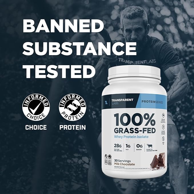 Transparent Labs Grass-Fed Whey Protein Isolate - Natural Flavor, Gluten Free Whey Protein Powder w/ 28g of Protein per Serving & 9 Essential Amino Acids - 30 Servings, Oatmeal Chocolate Chip Cookie