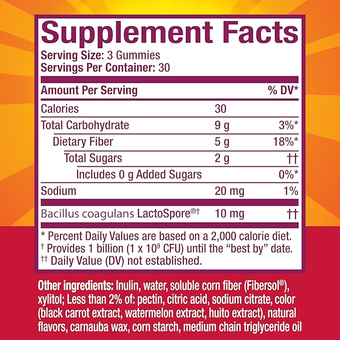 Metamucil Fiber Supplement Gummies with Probiotics for Bloating Relief, No Sugar Added Strawberry Kiwi BlackBerry Flavors, 5g Prebiotic Plant Based Fiber Blend, 90 Count