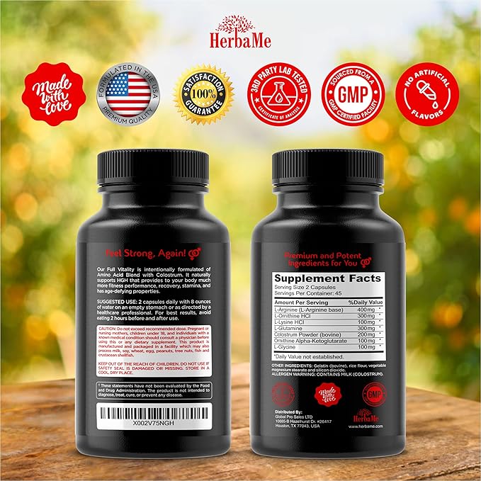 HGH Supplements for Men and Women, 90 Capsules - Naturally Supports Human Growth Hormone, Muscle Building, Muscle Growth Formula, Post Workout Recovery Amino Acid Blend with Colostrum Pills