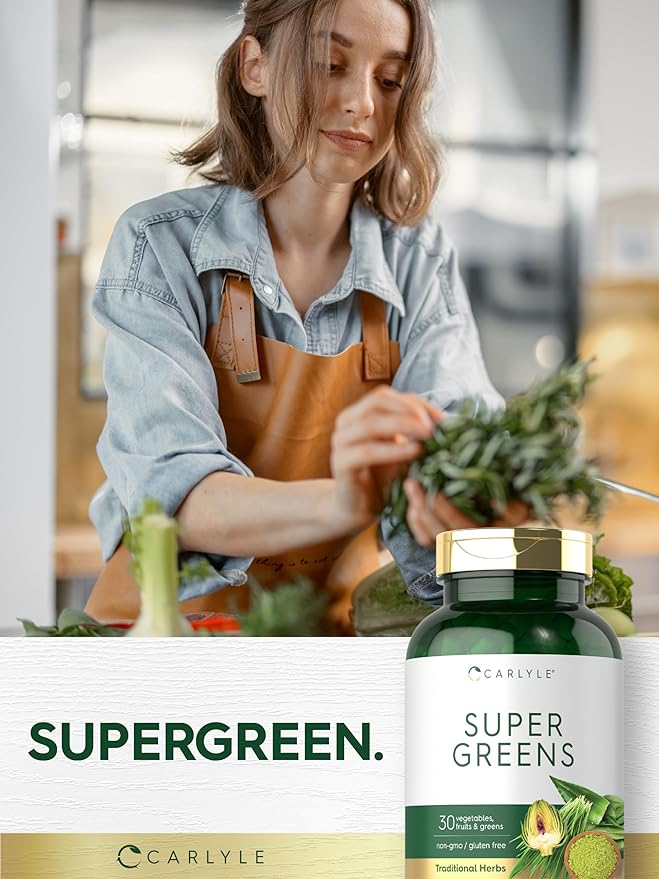 Carlyle Super Greens Capsules | 250 Count | Non-GMO & Gluten Free Supplement