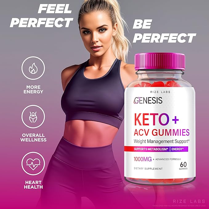Genesis Keto Keto+ACV Gummies, Supplement for Advanced Weight Loss, All Natural Extreme 2000mg Gummies (120 Gummies)
