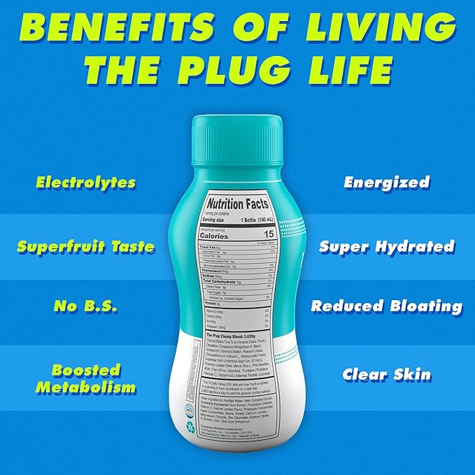 The Plug Cleanse Detox Drink, 48-Pack - All-Natural Plant-Based Electrolyte & Liquid Hydration Pack - Regain Key Nutrients Support Drink