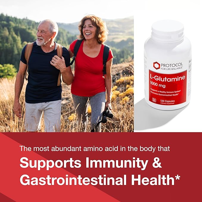 Protocol L-Glutamine 1000mg - Amino Acid - Muscle Tissue, Gut Health, Immune Health - 120 Veg Caps