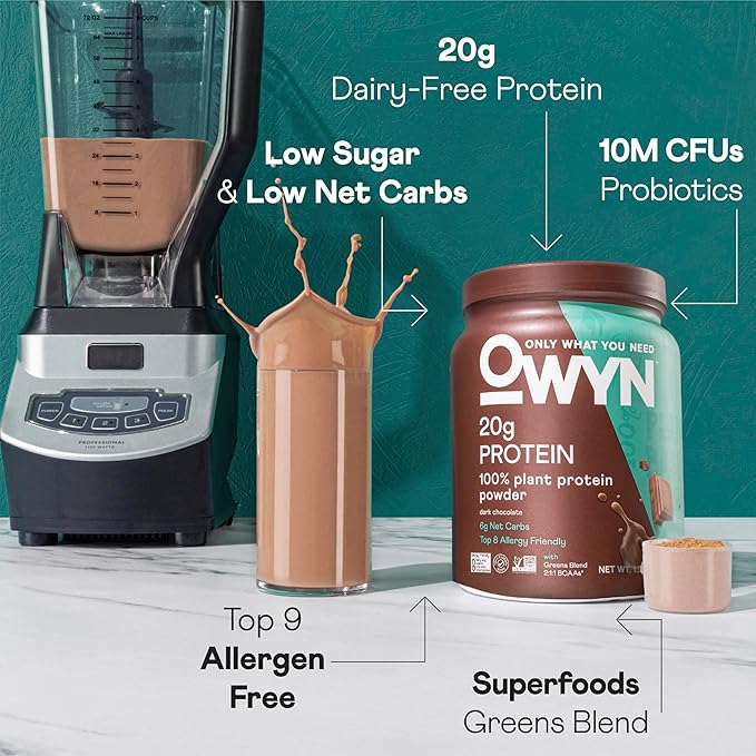 OWYN Only What You Need Plant-Based Protein Powder, Dark Chocolate, 1.17 lbs