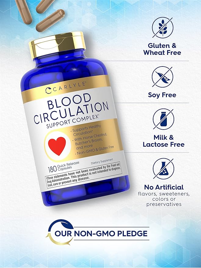Carlyle Blood Circulation Supplement | 180 Capsules | Supports Healthy Circulation | Non-GMO, Gluten Free