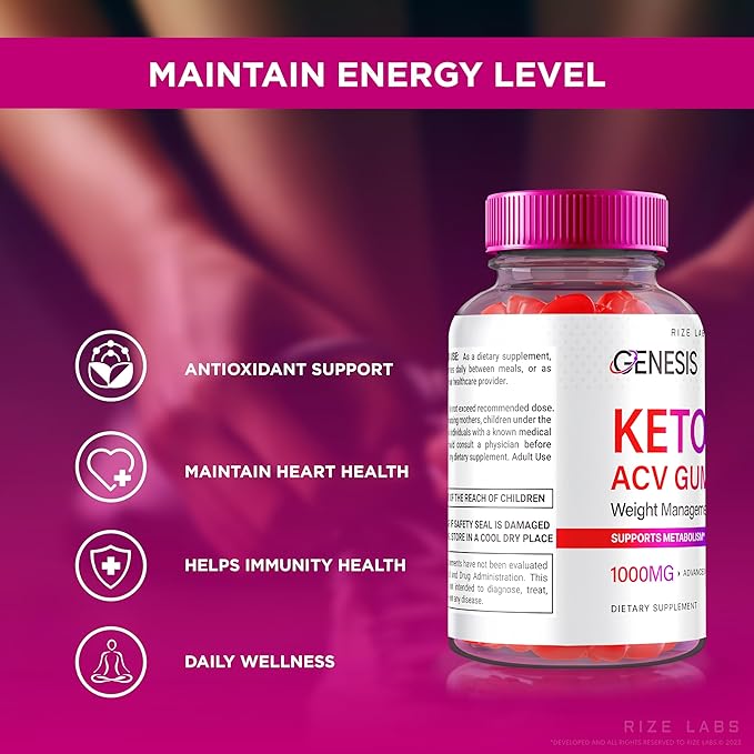 Genesis Keto Keto+ACV Gummies, Supplement for Advanced Weight Loss, All Natural Extreme 2000mg Gummies (60 Gummies)