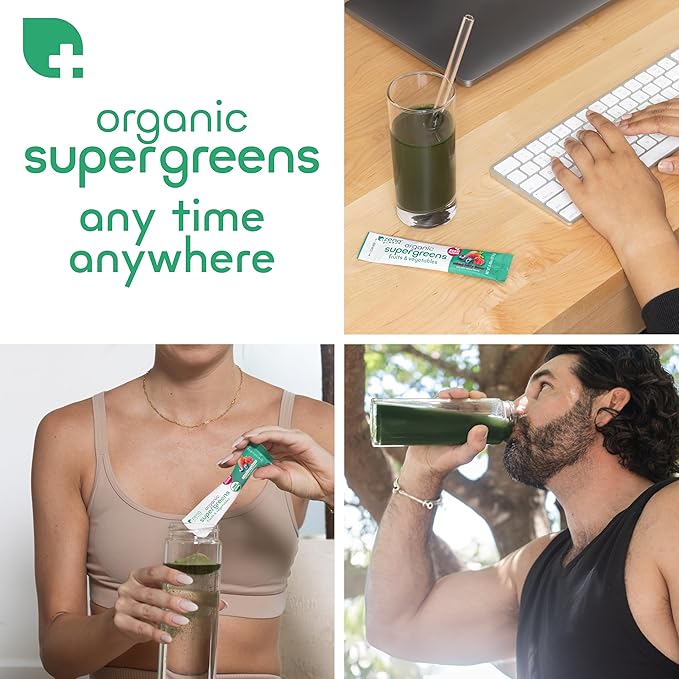 Zena Organic Super Greens Powder, 70+ Superfoods Drink Mix, 0 Sugar, 3G Fiber, Fruits, Veggies, Spirulina, Chlorella, Antioxidants, Pre & Probiotics, Digestive Enzymes, Mixed Berry Flavor, 30 Packets