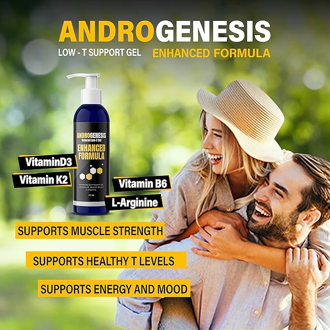 Enhanced Formula – Low T Support Gel – T Booster for Men – Muscle Recovery, Energy Booster, Healthy Aging – Now with Vitamins D3, K2, B6 and L-Arginine