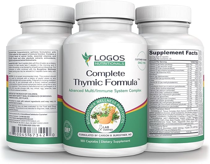 Complete Thymic Formula™, Comprehensive Multivitamin & Multimineral with Thymus Glandular Extracts (180 Count (Pack of 1)