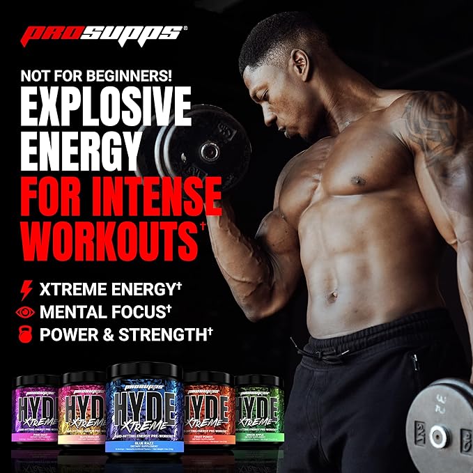 PROSUPPS Mr. Hyde Xtreme Pre-Workout Powder Energy Drink - Intense Sustained Energy, Pumps & Focus with Beta Alanine, Creatine & Nitrosigine, (30 Servings, Green Apple)