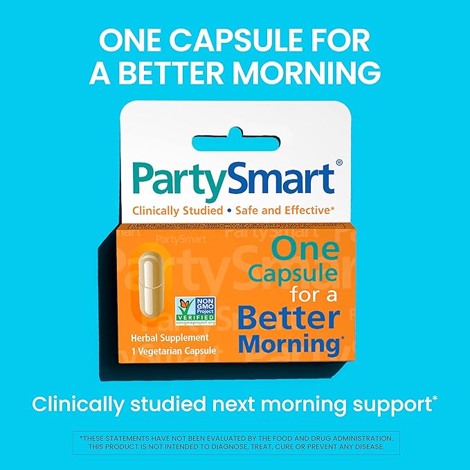 Himalaya PartySmart, One Capsule for a Better Morning After Drinking, Plant Based, Liver Support, Alcohol Breakdown, Clinically Studied, Non-GMO Project Verified, 10 Capsules, 3 Pack