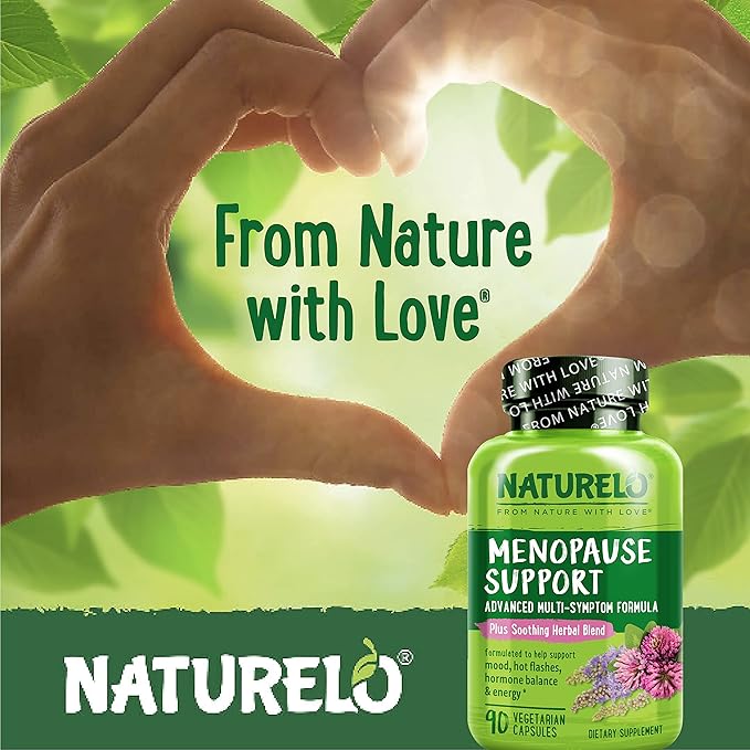 NATURELO Menopause Supplements for Women, Herbal Blend with Black Cohosh for Menopause Hot Flashes Advanced Multi-Symptom Formula 90 Capsules