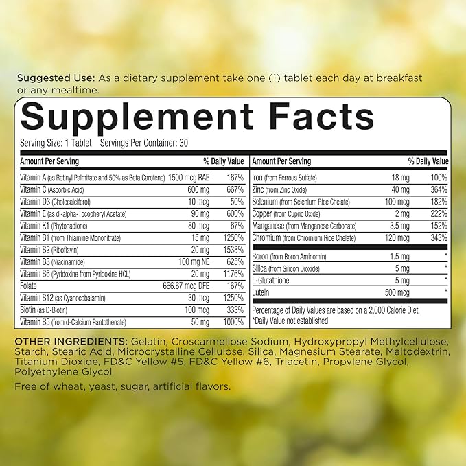POWERALL Adult Multivitamin for Men and Women, Immunity Support, with Vitamins A, C, D3, E, K1 and B Vitamins, 30 Count