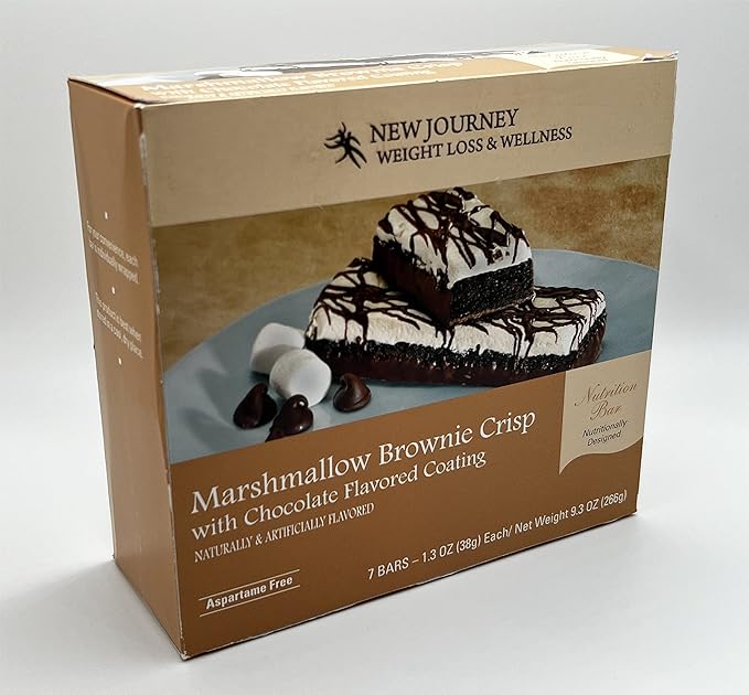 Marshmallow Brownie Crisp Bar - New Journey Weight Loss & Wellness - High Protein Meal Replacement Nutrition Bar (7 bars/box)